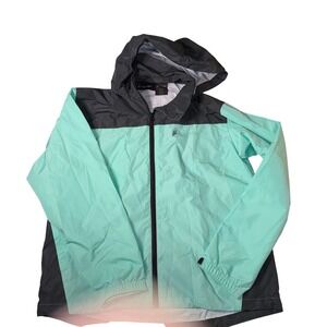 Frogg Toggs Womens Rain Jacket Mint Green Gray Colorblock Hooded Size‎ L/XL